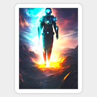 Human/Alien War - Decorated Battlefield Warrior - AI Generated Sci Fi Concept Art - Sticker